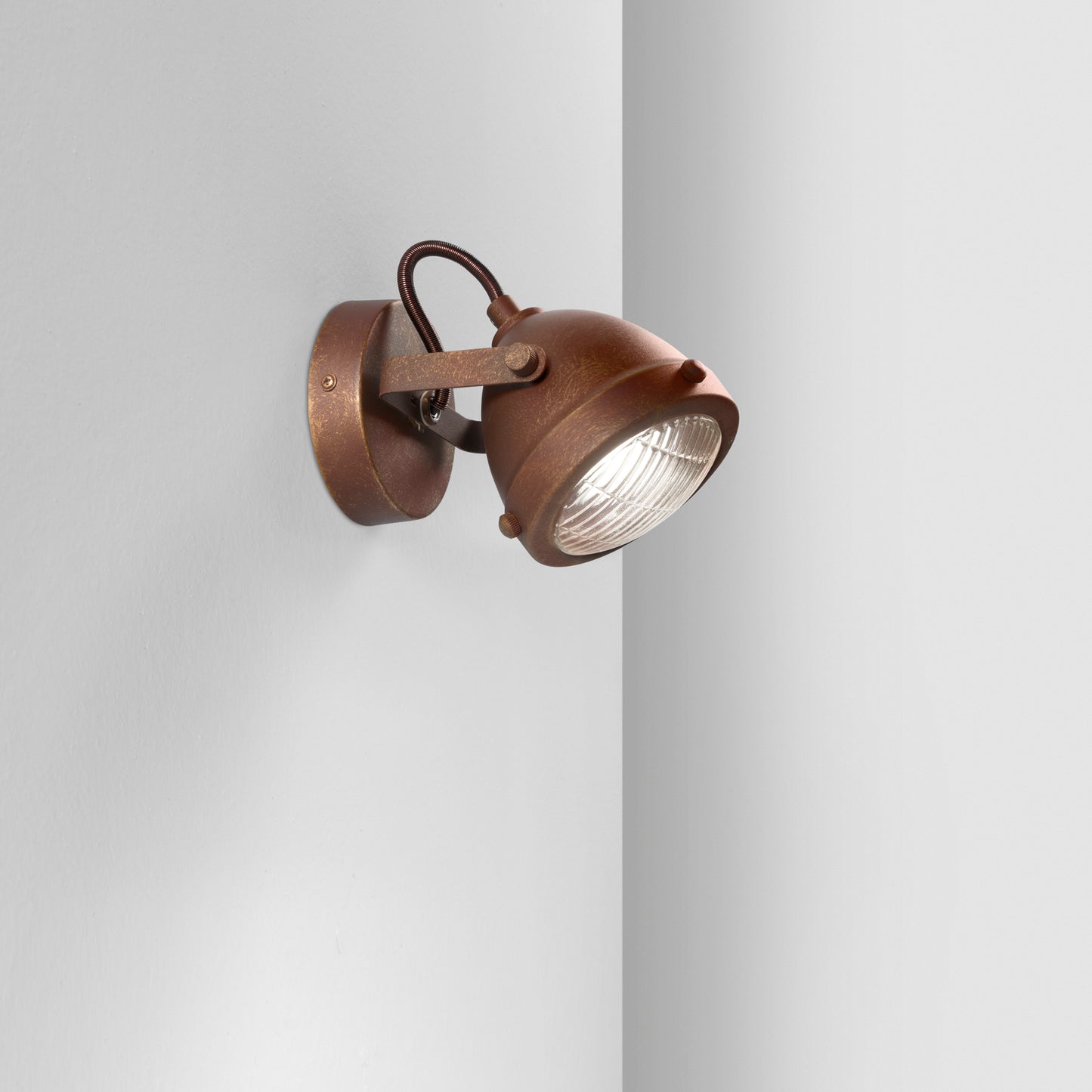 Plafone HABANA in metallo ruggine con diffusore in vetro