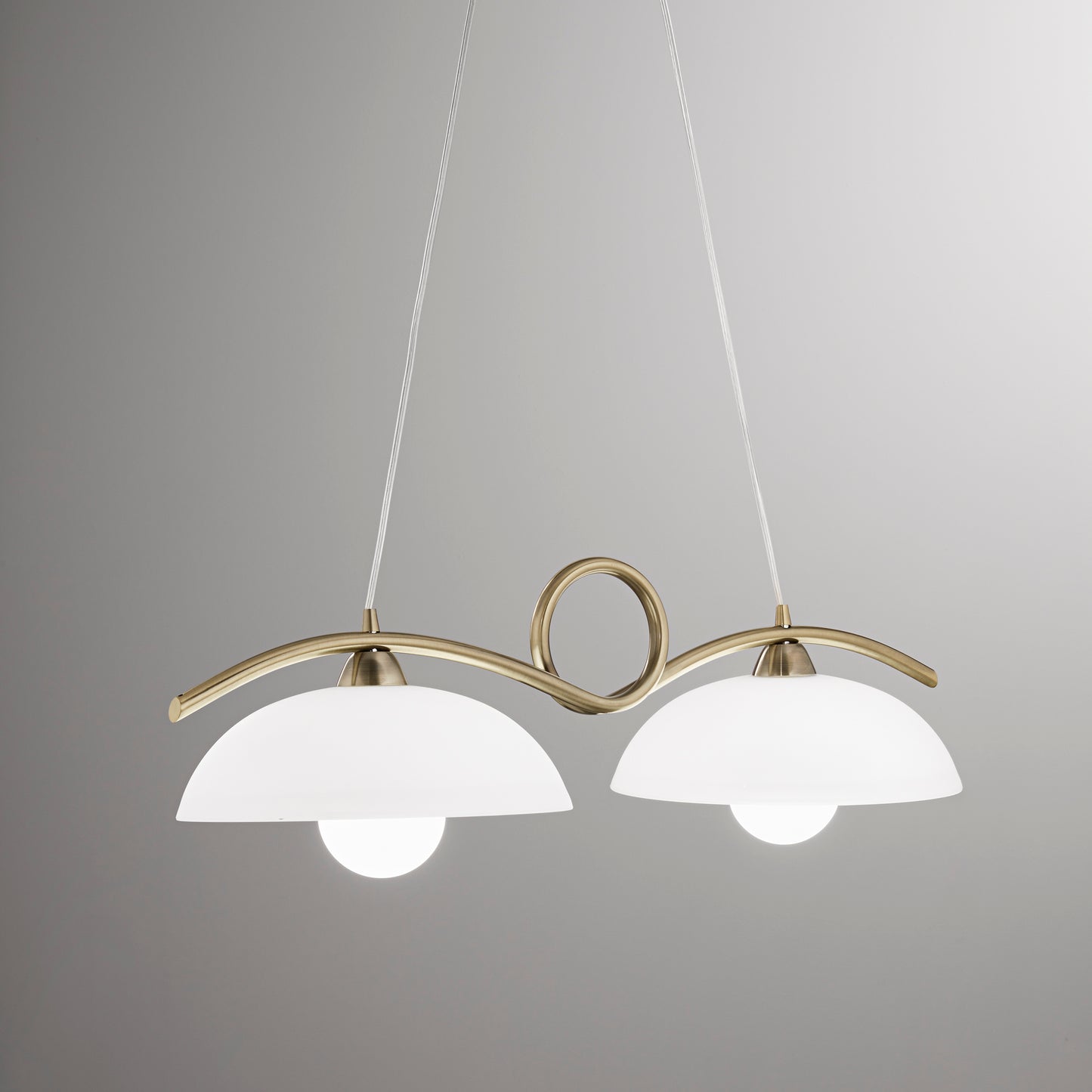 Sospensione a biliardo HALLEY in metallo bronzo con diffusori in vetro