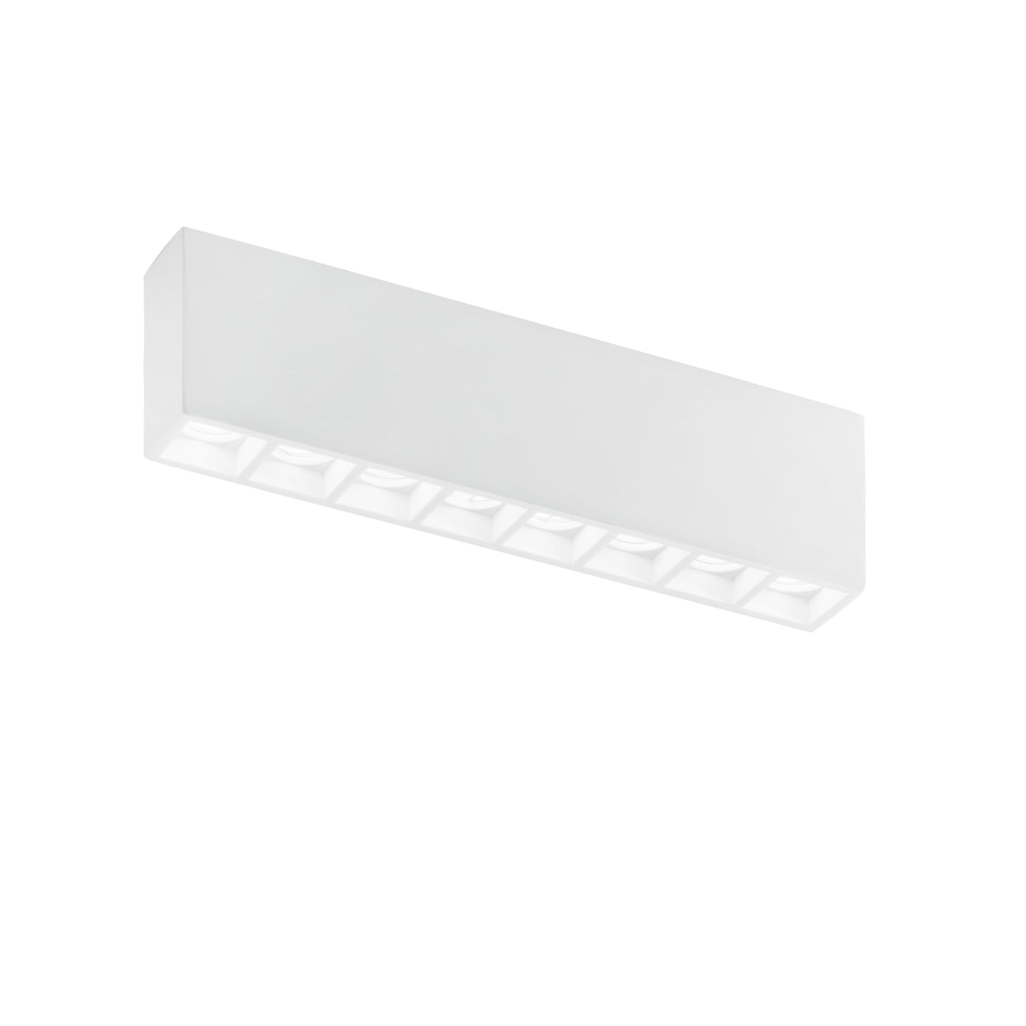 Plafoniera componibile HAPIS rettangolare in gesso bianco verniciabile 8 punti luce
