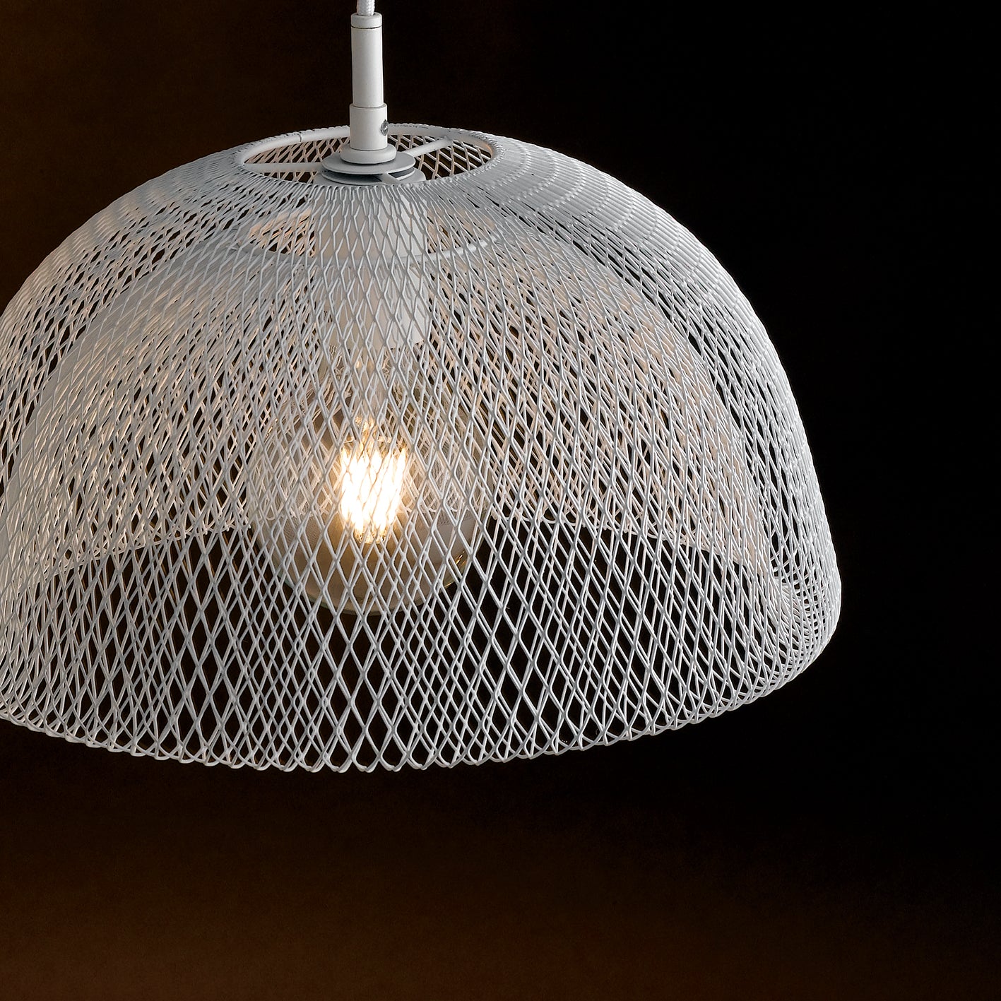 Sospensione HAREM in metallo bianco a rete con cavo in tessuto 37 cm.