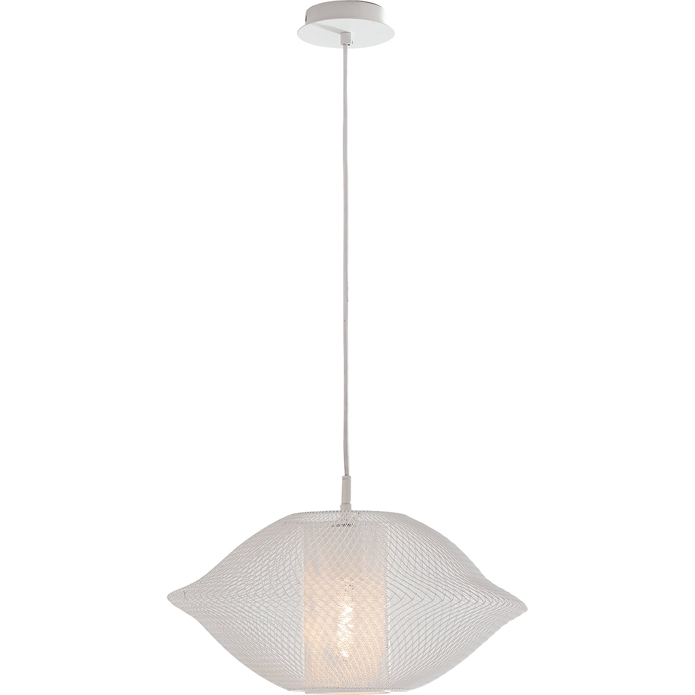 Sospensione HAREM in metallo bianco a rete con cavo in tessuto 40 cm.