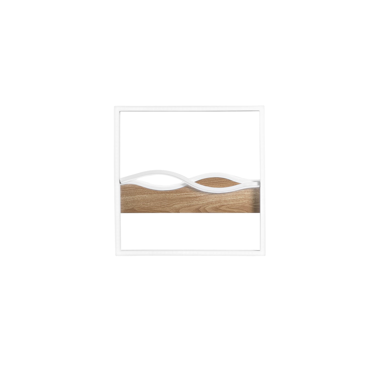 Plafoniera LED HAWAII quadrata in metallo bianco con base effetto legno - CCT