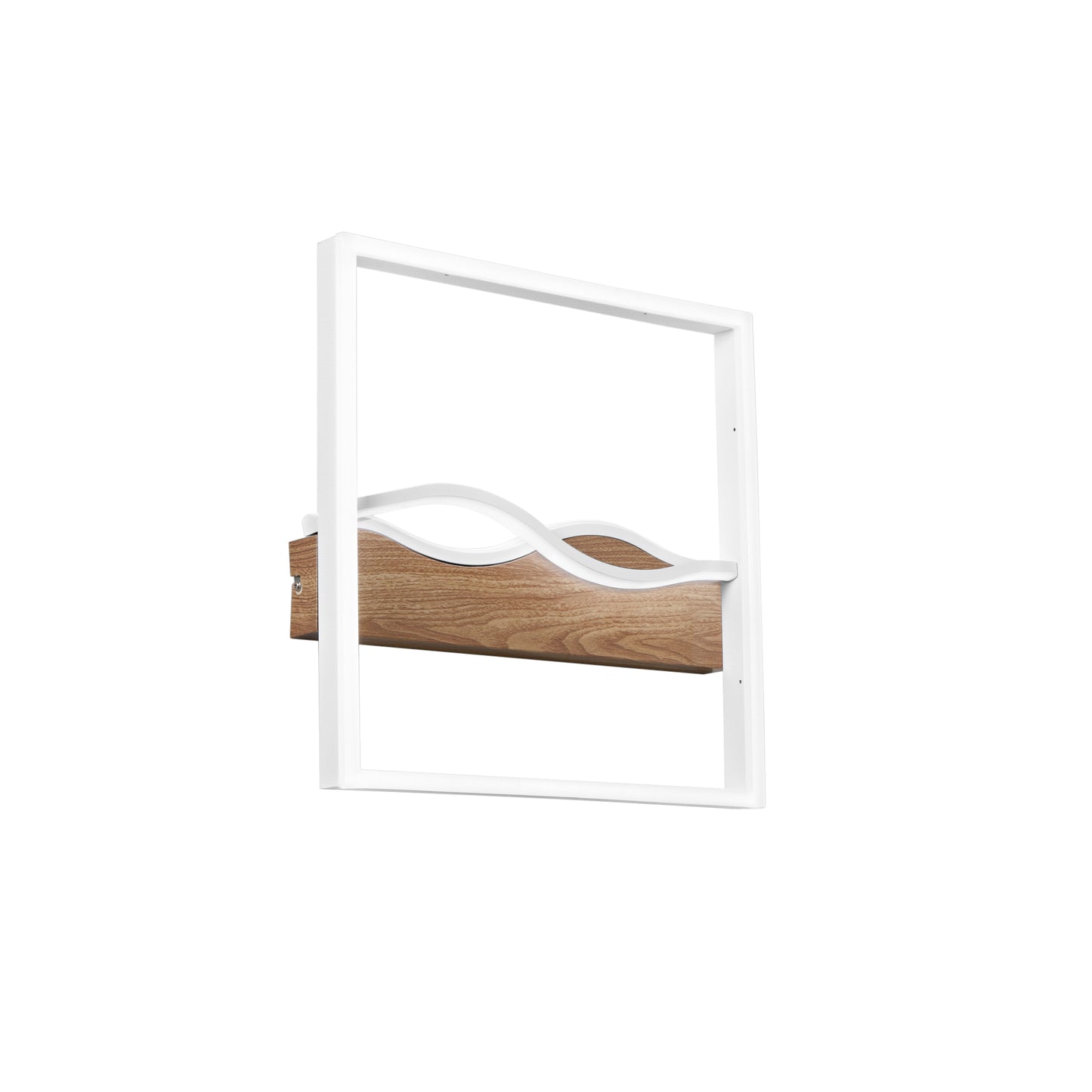 Plafoniera LED HAWAII quadrata in metallo bianco con base effetto legno - CCT