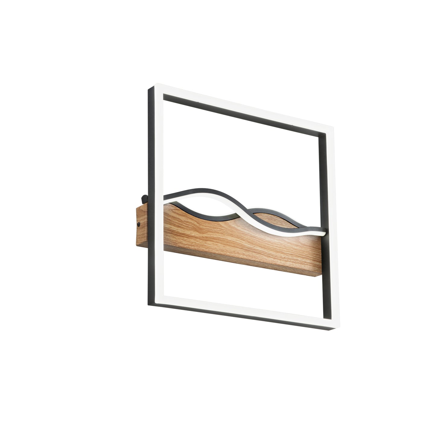 Plafoniera LED HAWAII quadrata in metallo nero con base effetto legno - CCT