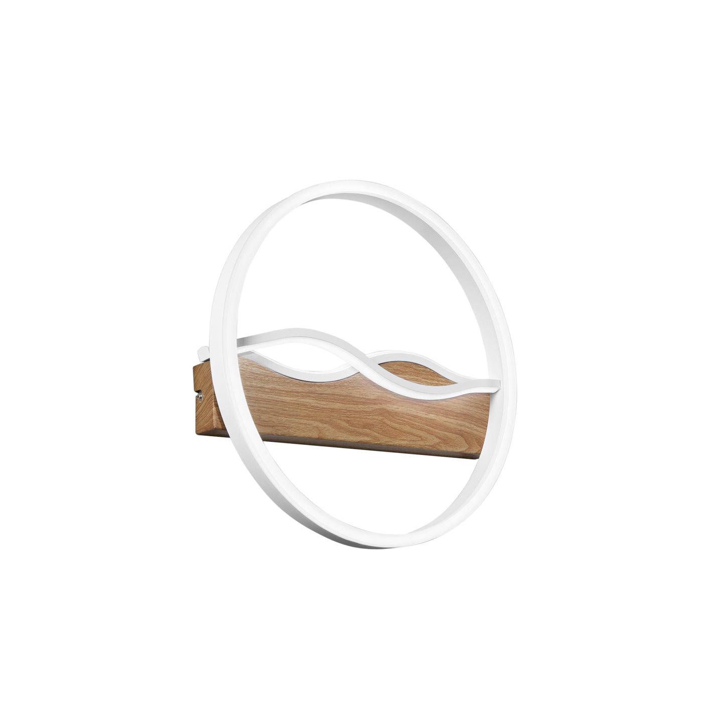 Plafoniera LED HAWAII tonda in metallo bianco con base effetto legno - CCT