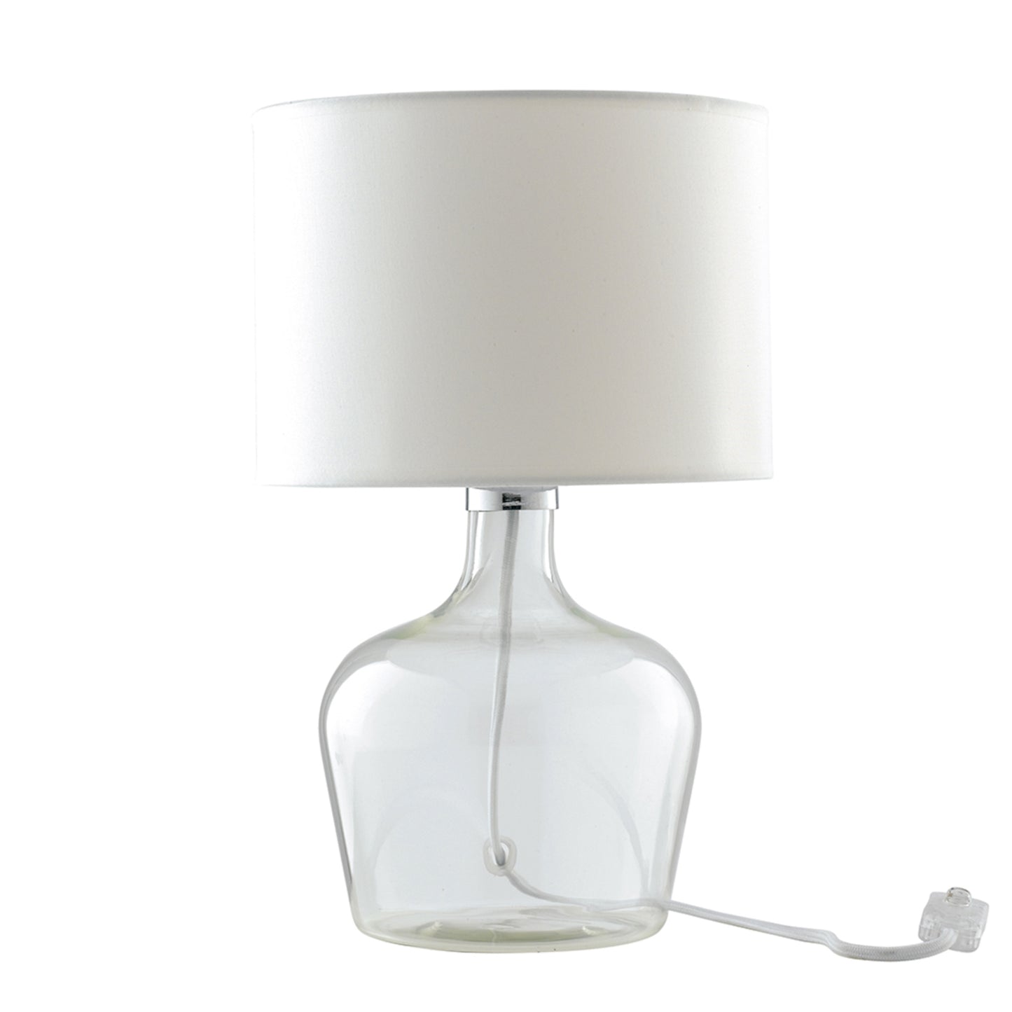 Lampada da tavolo HENDRIX in vetro con paralume in tessuto bianco