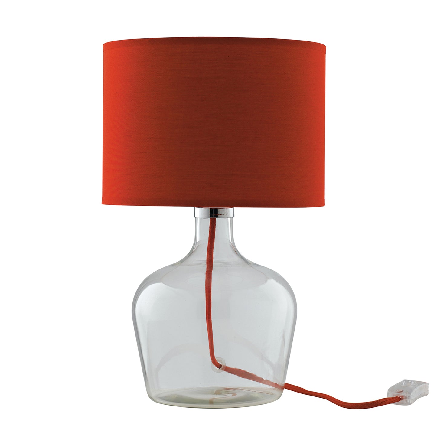 Lampada da tavolo HENDRIX in vetro con paralume in tessuto rosso