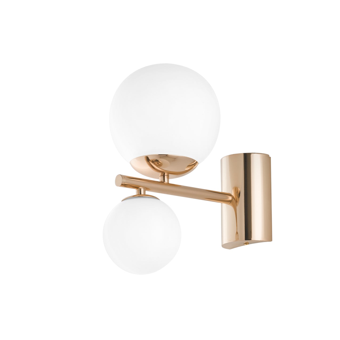 Applique HERA in metallo oro con due diffusori in vetro bianco