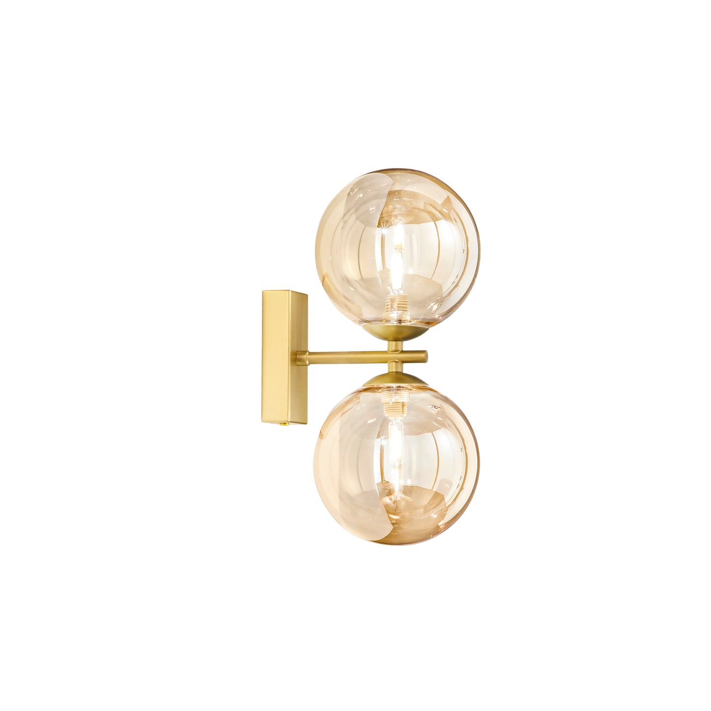 Applique HONEY in metallo ottone con due diffusori in vetro champagne