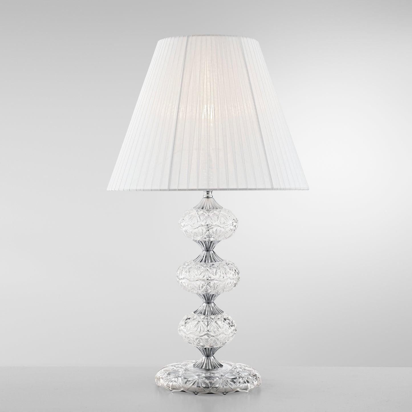 Lampada da tavolo INCANTO in vetro con dettagli cromati e cristalli 68 cm.