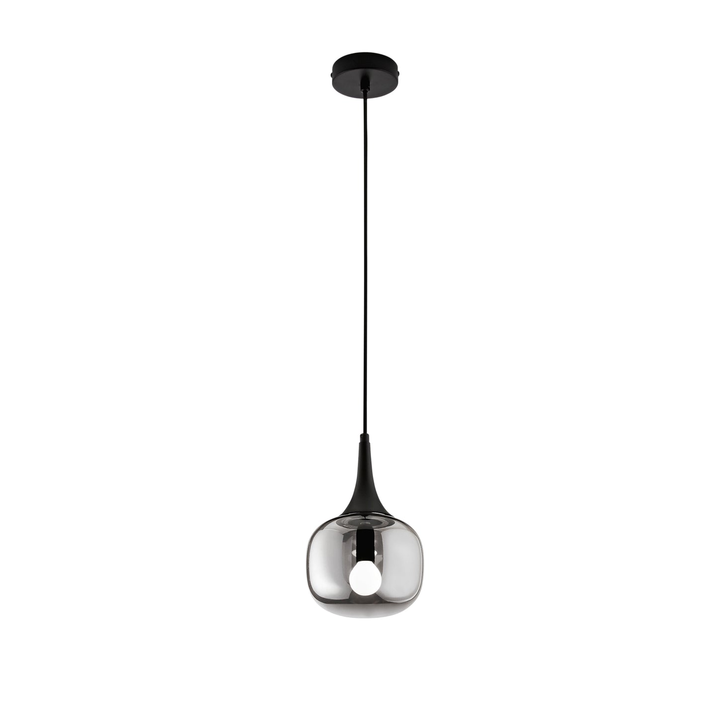 Sospensione JAIPUR in metallo nero e diffusore in vetro fumè 17 cm. Ø