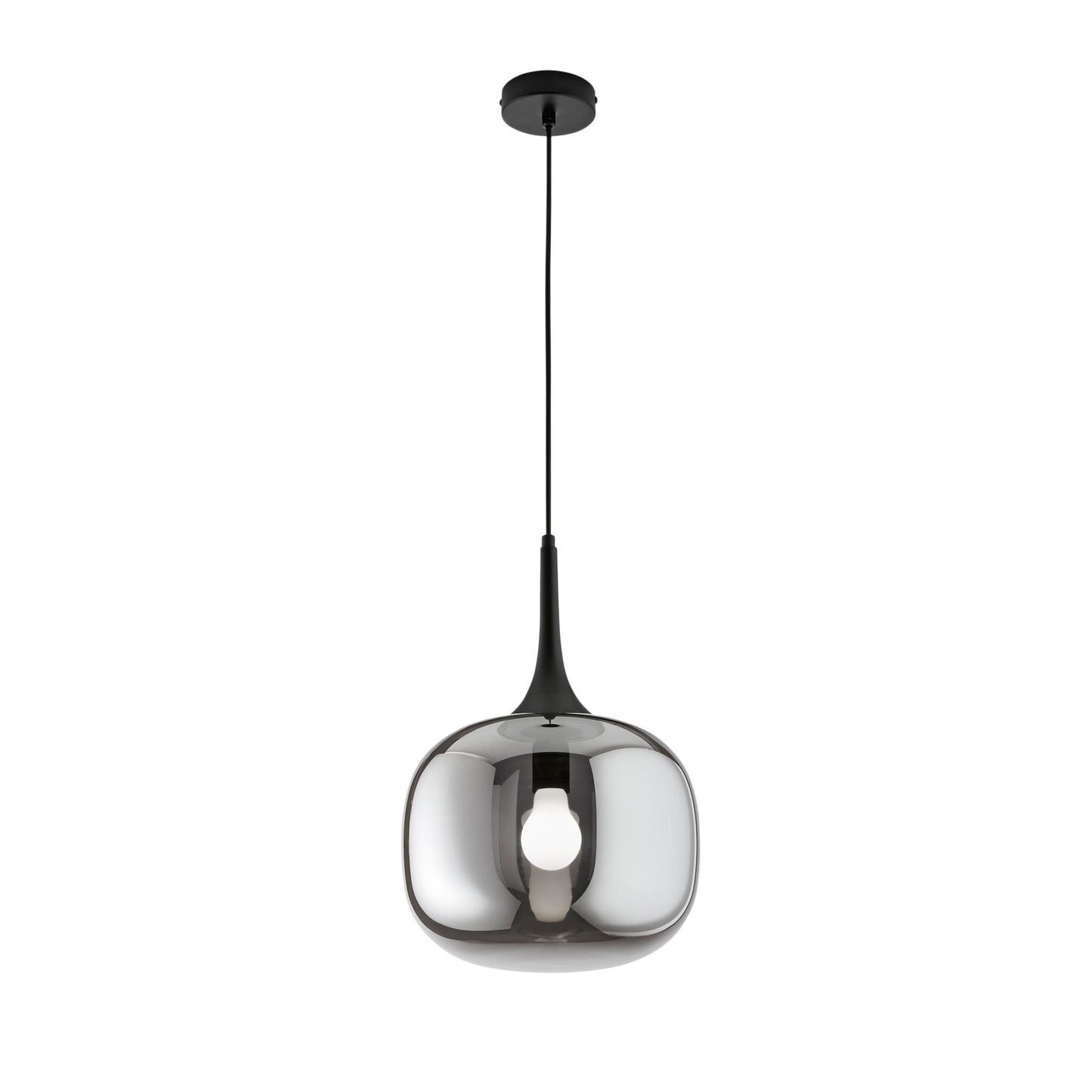 Sospensione JAIPUR in metallo nero e diffusore in vetro fumè 30 cm. Ø