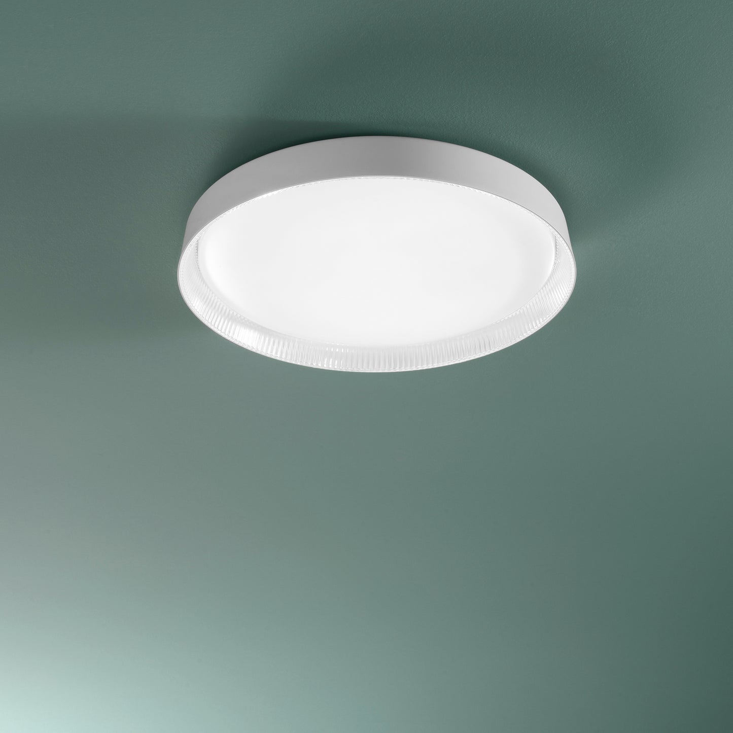 Plafoniera LED KAOS bianca con bordo diamantato - CCT 50 cm. Ø