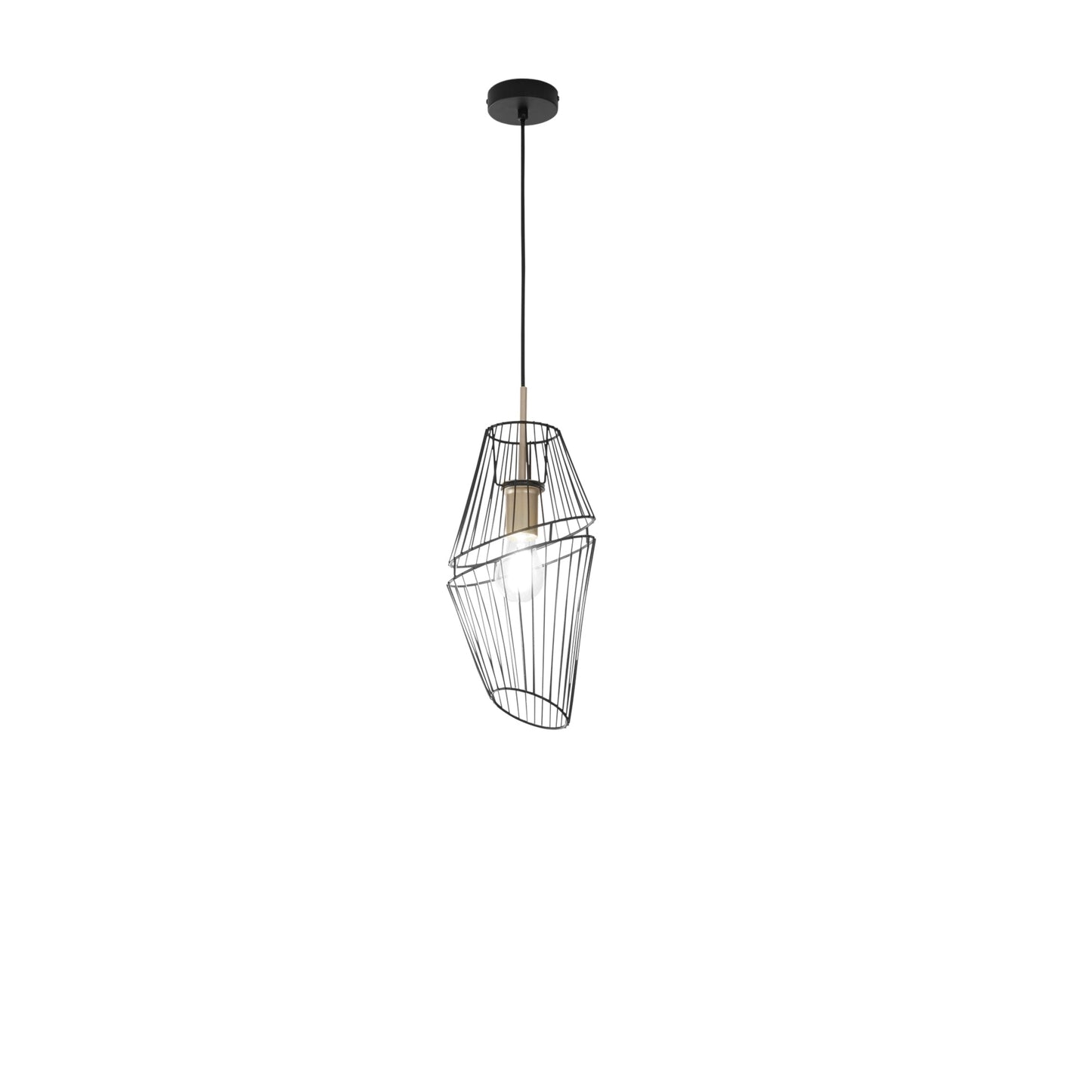 Sospensione KIKO in metallo nero e oro diffusore singolo 20 cm. Ø