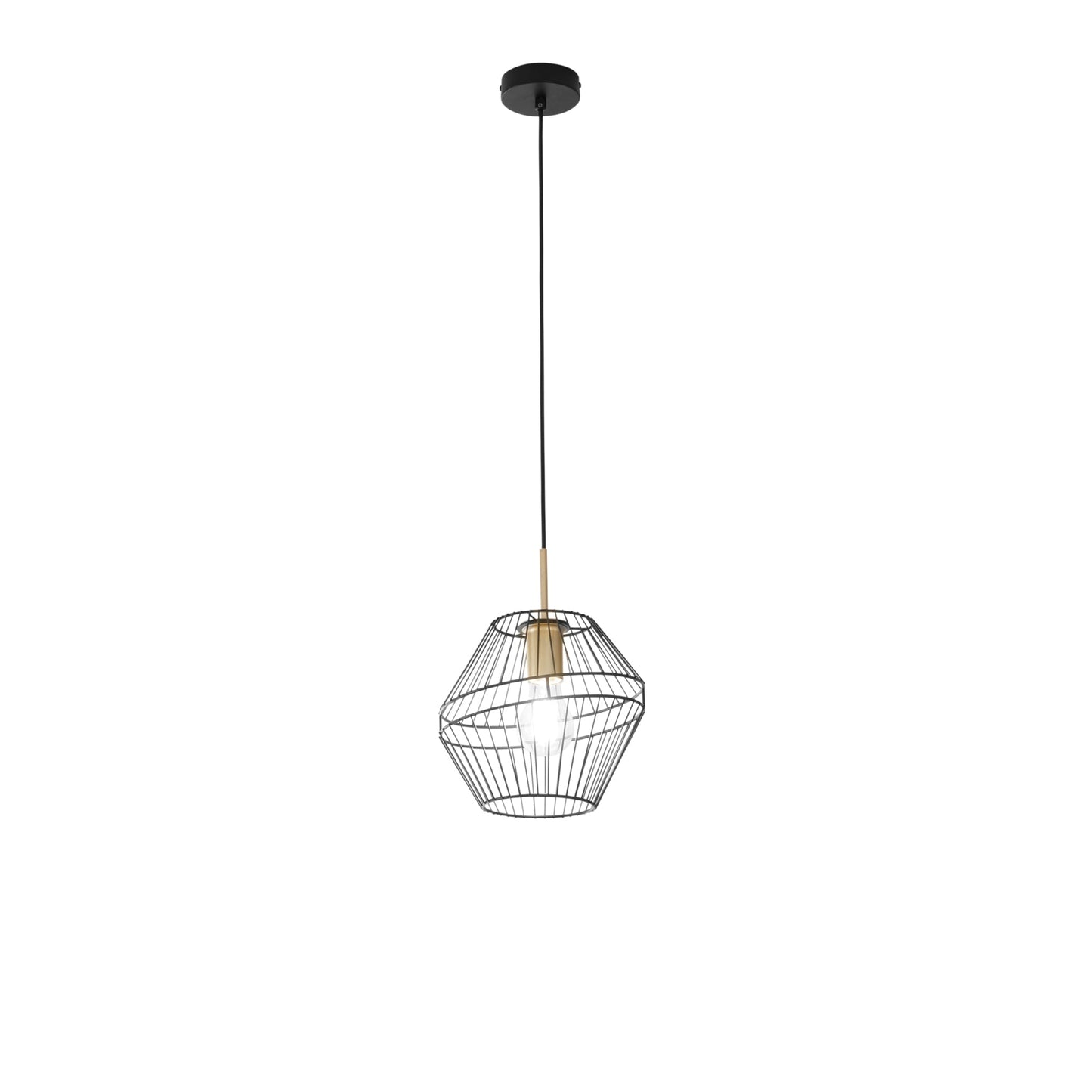 Sospensione KIKO in metallo nero e oro diffusore singolo 25 cm. Ø