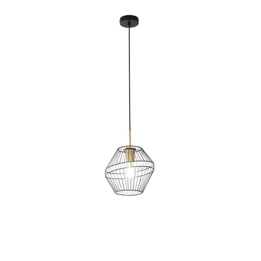 Sospensione KIKO in metallo nero e oro diffusore singolo 25 cm. Ø
