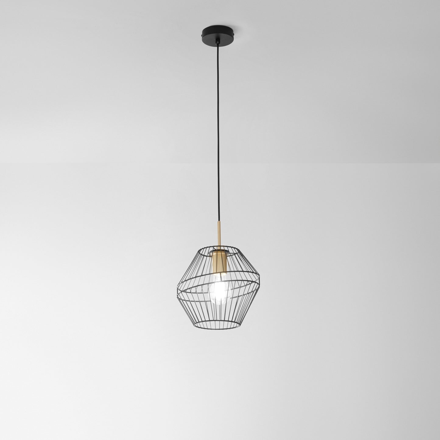 Sospensione KIKO in metallo nero e oro diffusore singolo 25 cm. Ø