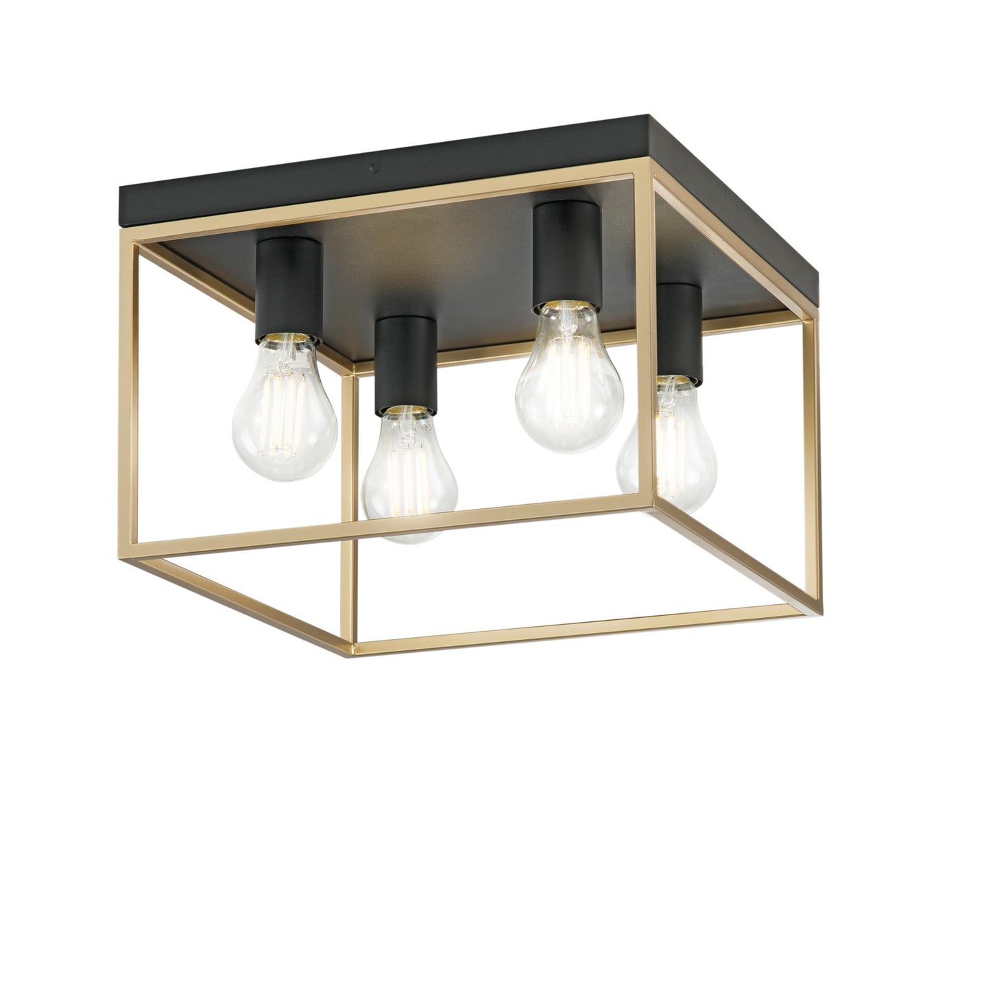 Plafoniera KIMERA in metallo nero e oro 4 luci