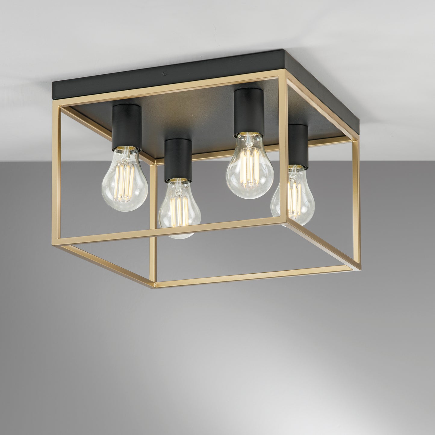 Plafoniera KIMERA in metallo nero e oro 4 luci