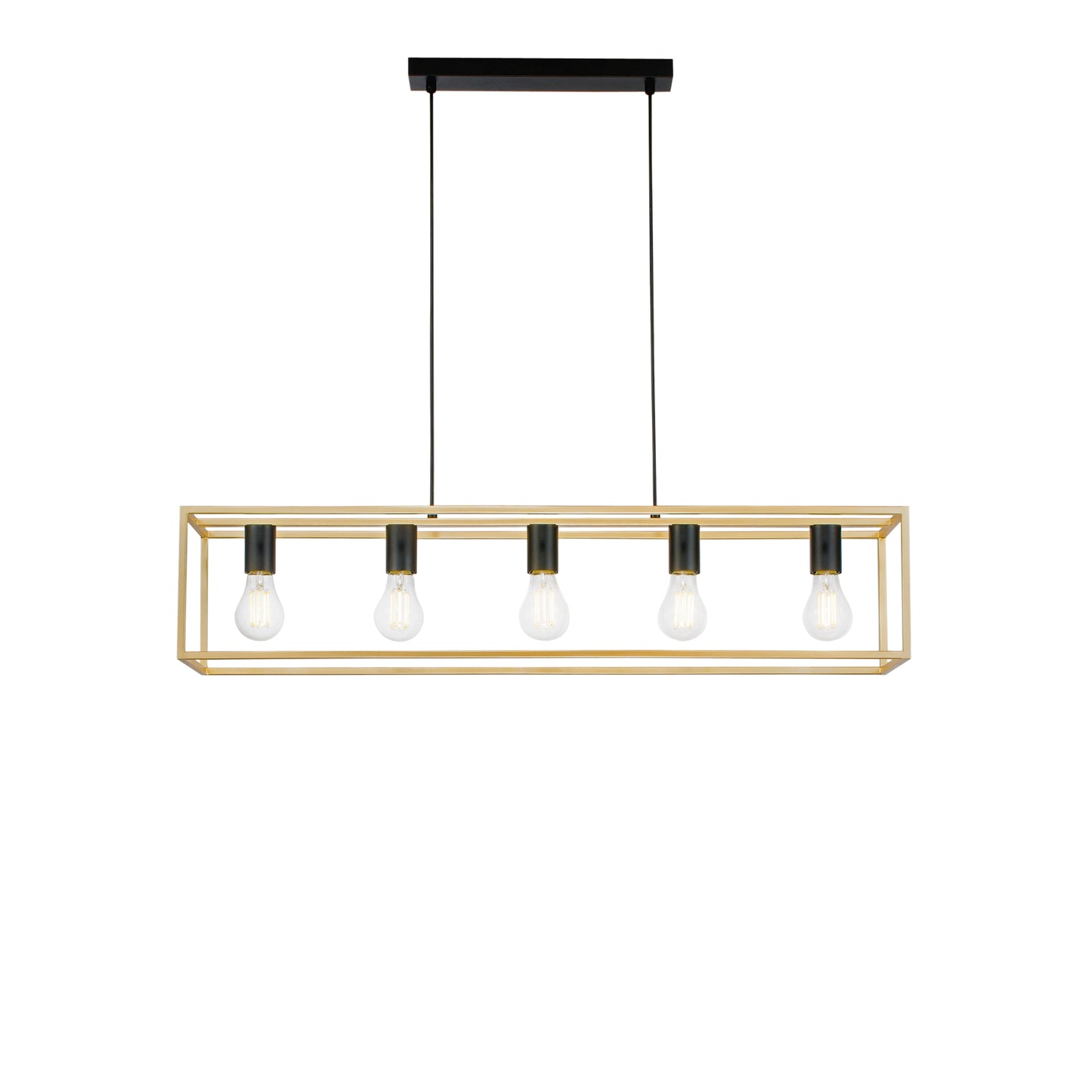 Lampadario a sospensione KIMERA in metallo nero e oro a 5 luci