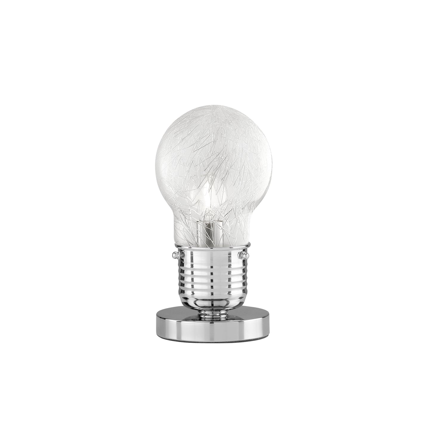 Lampada da tavolo LAMPADINA in alluminio cromato e diffusore in vetro