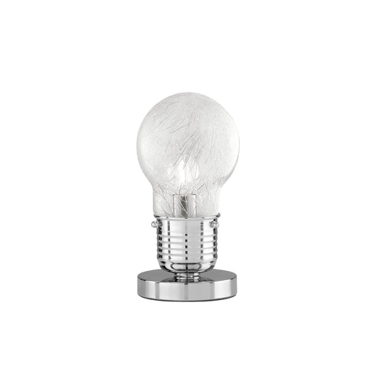 Lampada da tavolo LAMPADINA in alluminio cromato e diffusore in vetro