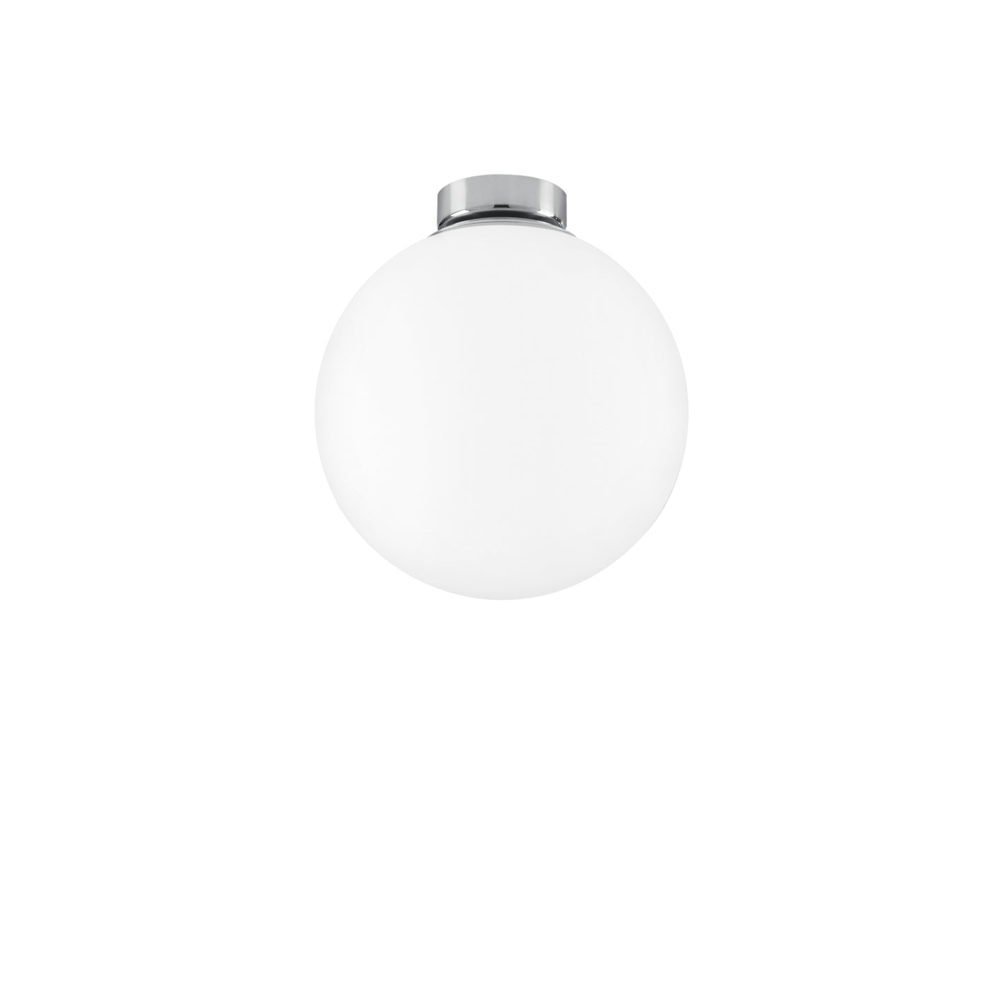 Plafoniera CITY in metallo cromato con diffusore in vetro bianco 20 cm.