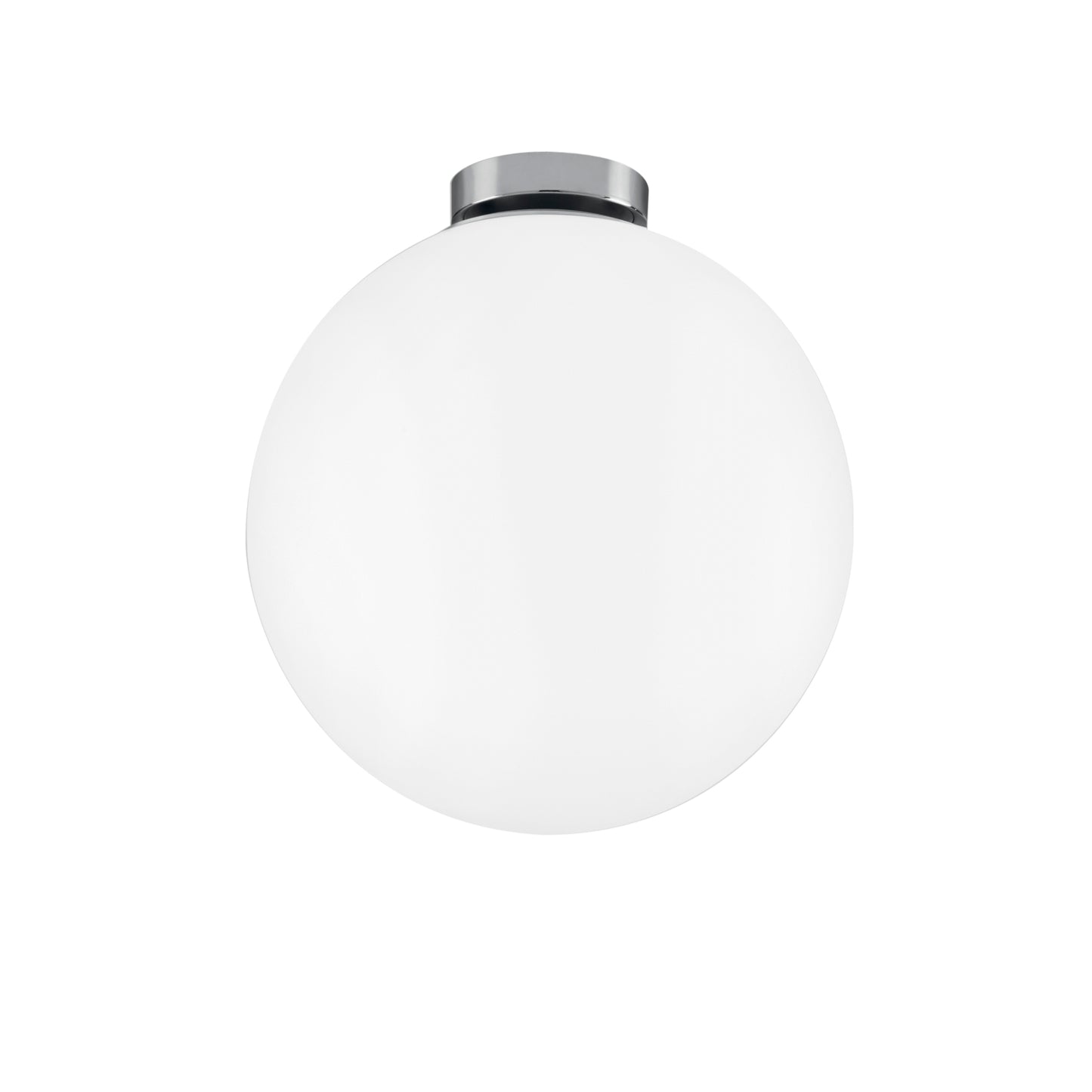 Plafoniera CITY in metallo cromato con diffusore in vetro bianco 30 cm.