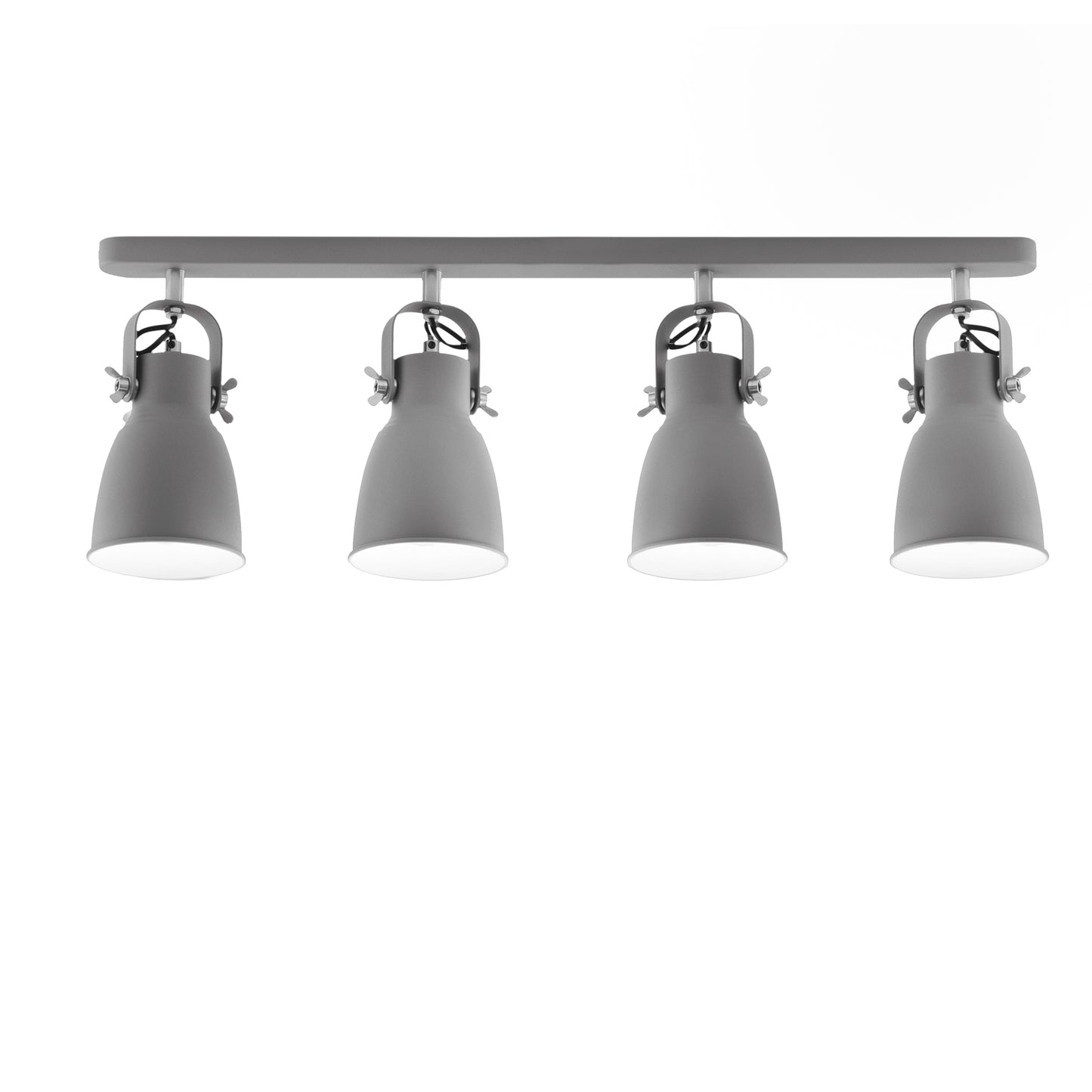 Plafone LEGEND in metallo grigio e bianco con quattro luci orientabili