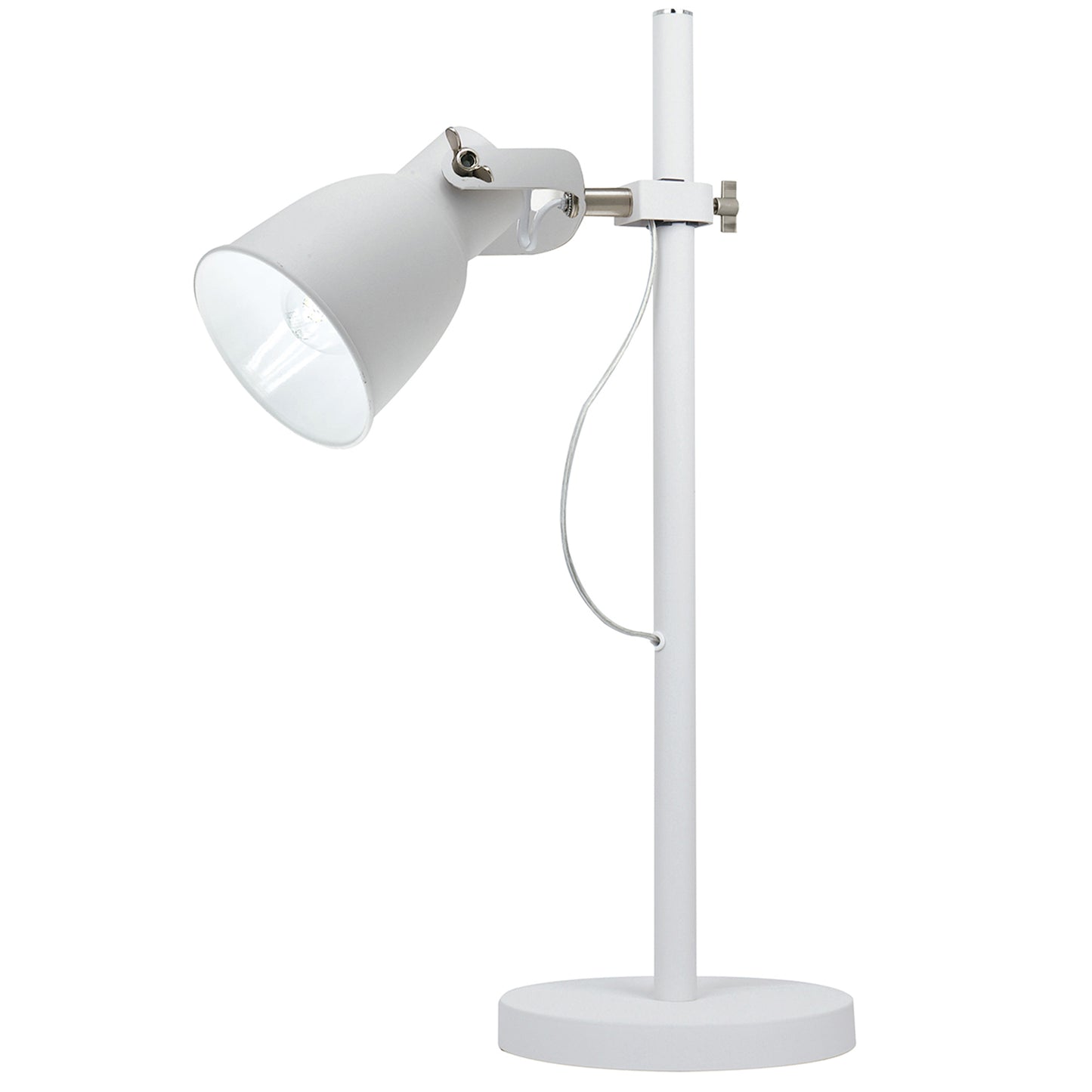 Lampada da tavolo LEGEND in metallo bianco con finiture nichel
