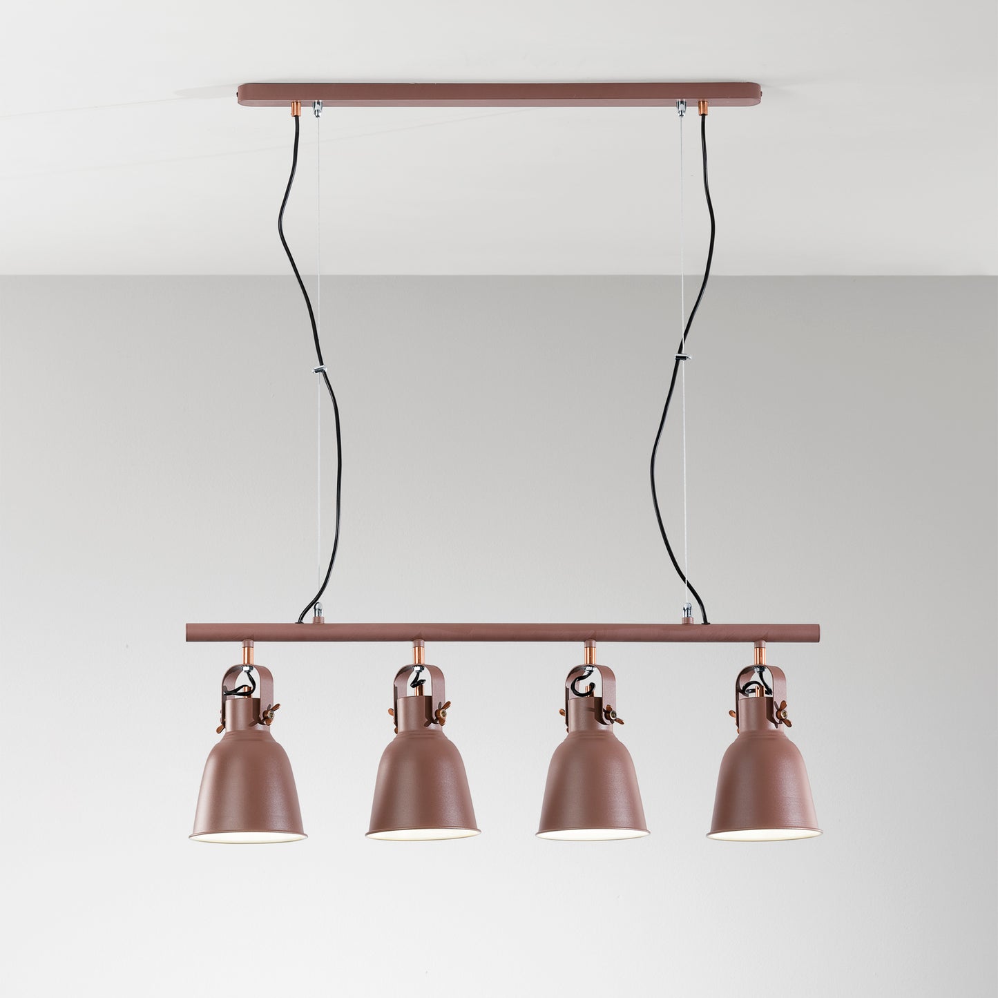 Sospensione LEGEND in metallo bianco con finiture nichel 4 punti luce