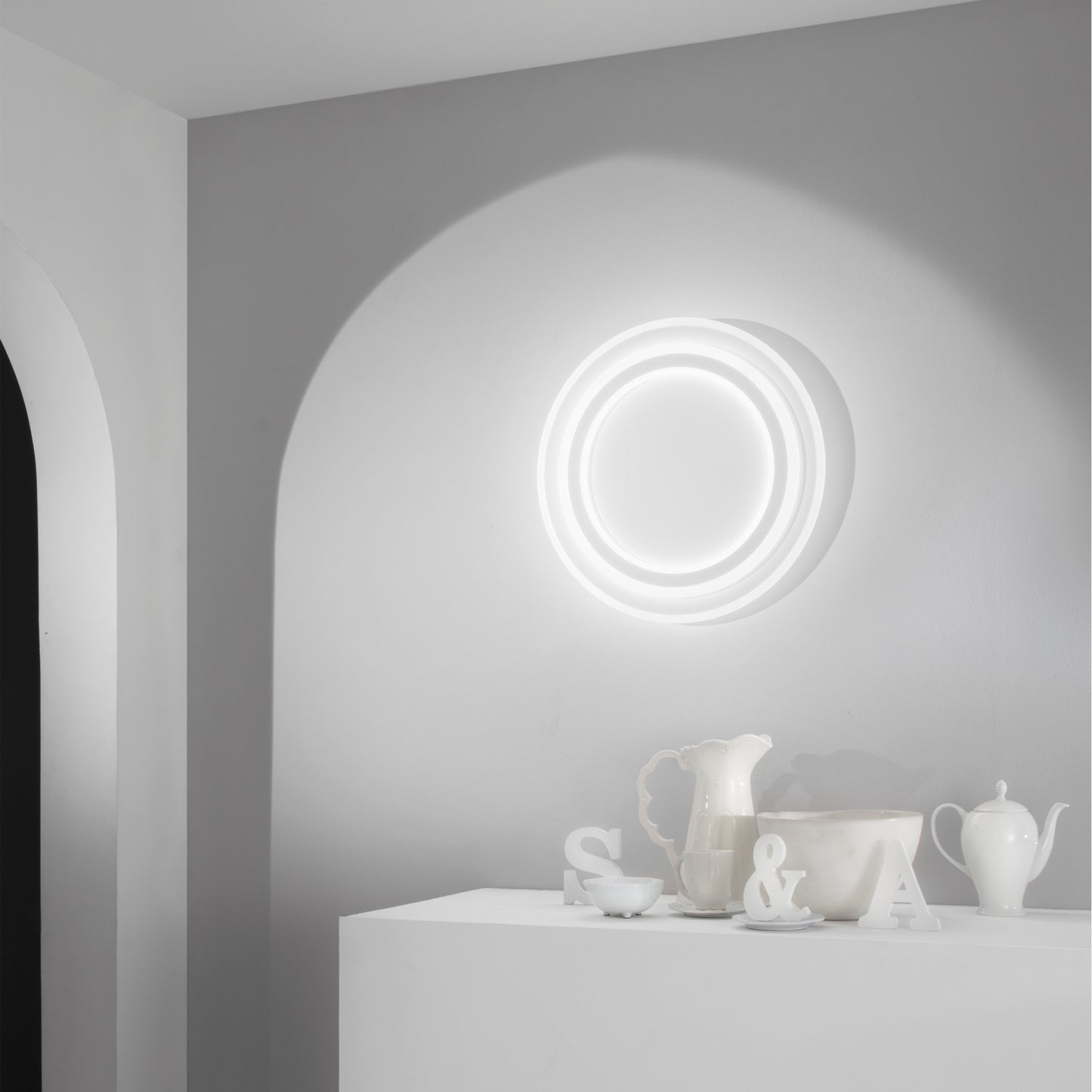 Plafoniera LED LIFE in metallo con diffusore acrilico bianco CCT Ø 60 cm.