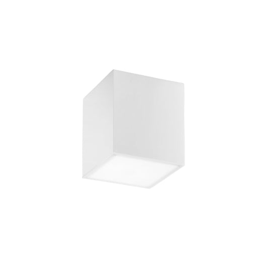 Plafoniera LIVING quadrata in gesso bianco verniciabile 14 cm.