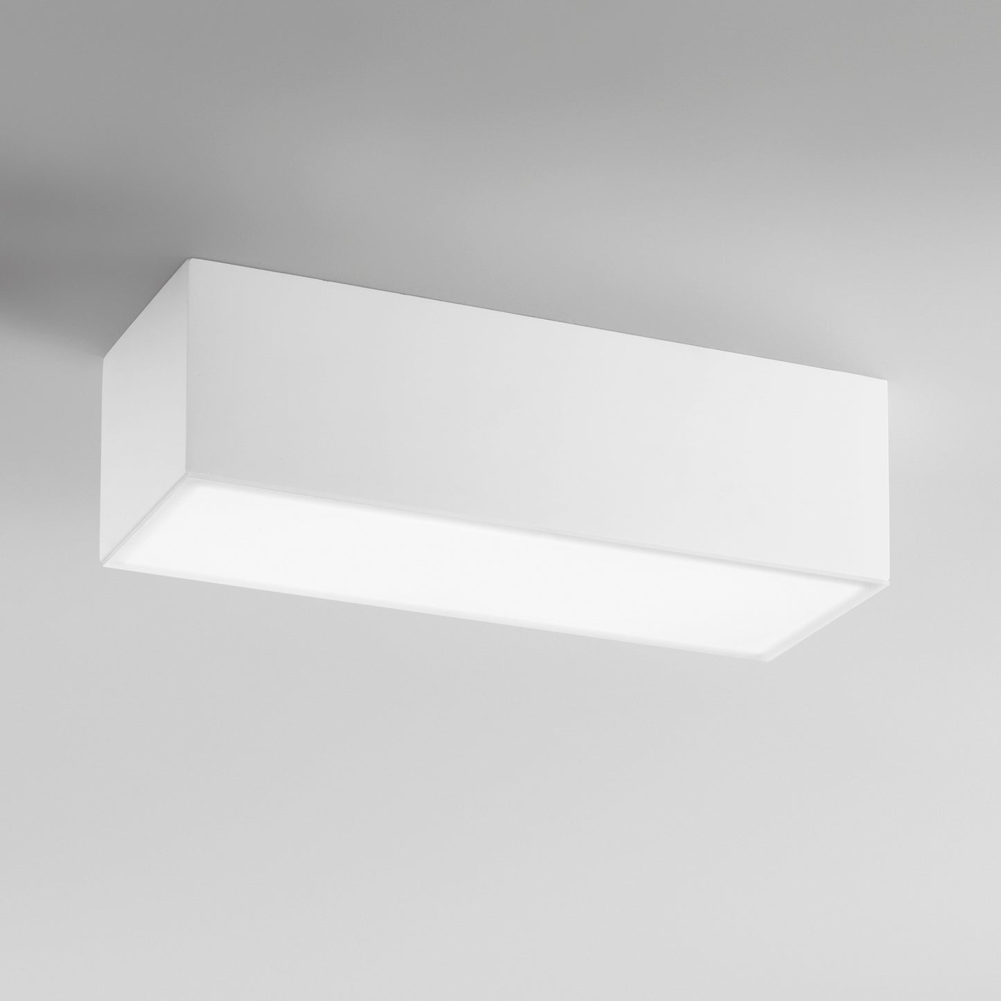 Plafoniera LIVING rettangolare in gesso bianco verniciabile h13 x 36 cm.