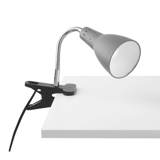 Applique LOGIKO in metallo grigio con diffusore orientabile e pinza