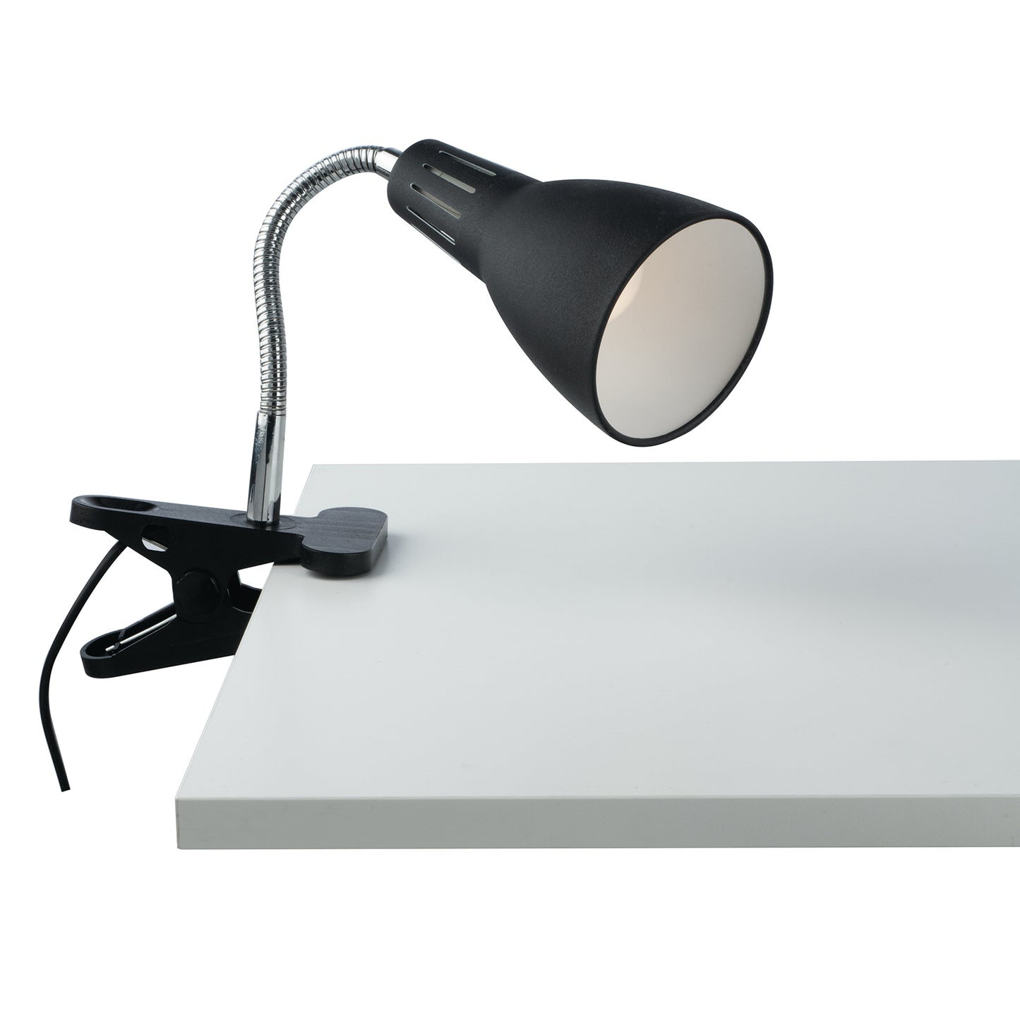 Applique LOGIKO in metallo nero con diffusore orientabile e pinza