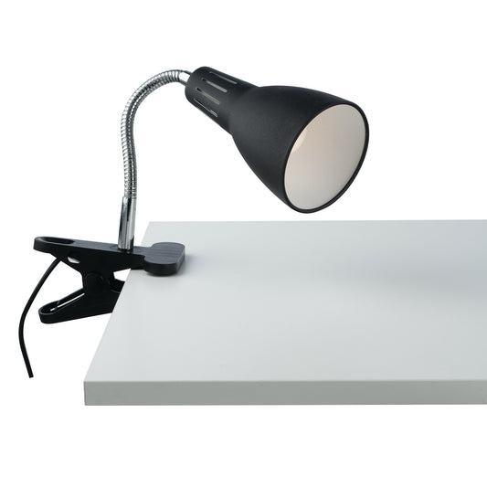 Applique LOGIKO in metallo nero con diffusore orientabile e pinza