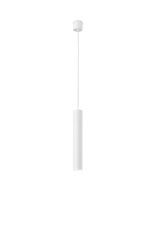 Sospensione LORD bianco in acciaio e alluminio punto luce singolo h 240cm.