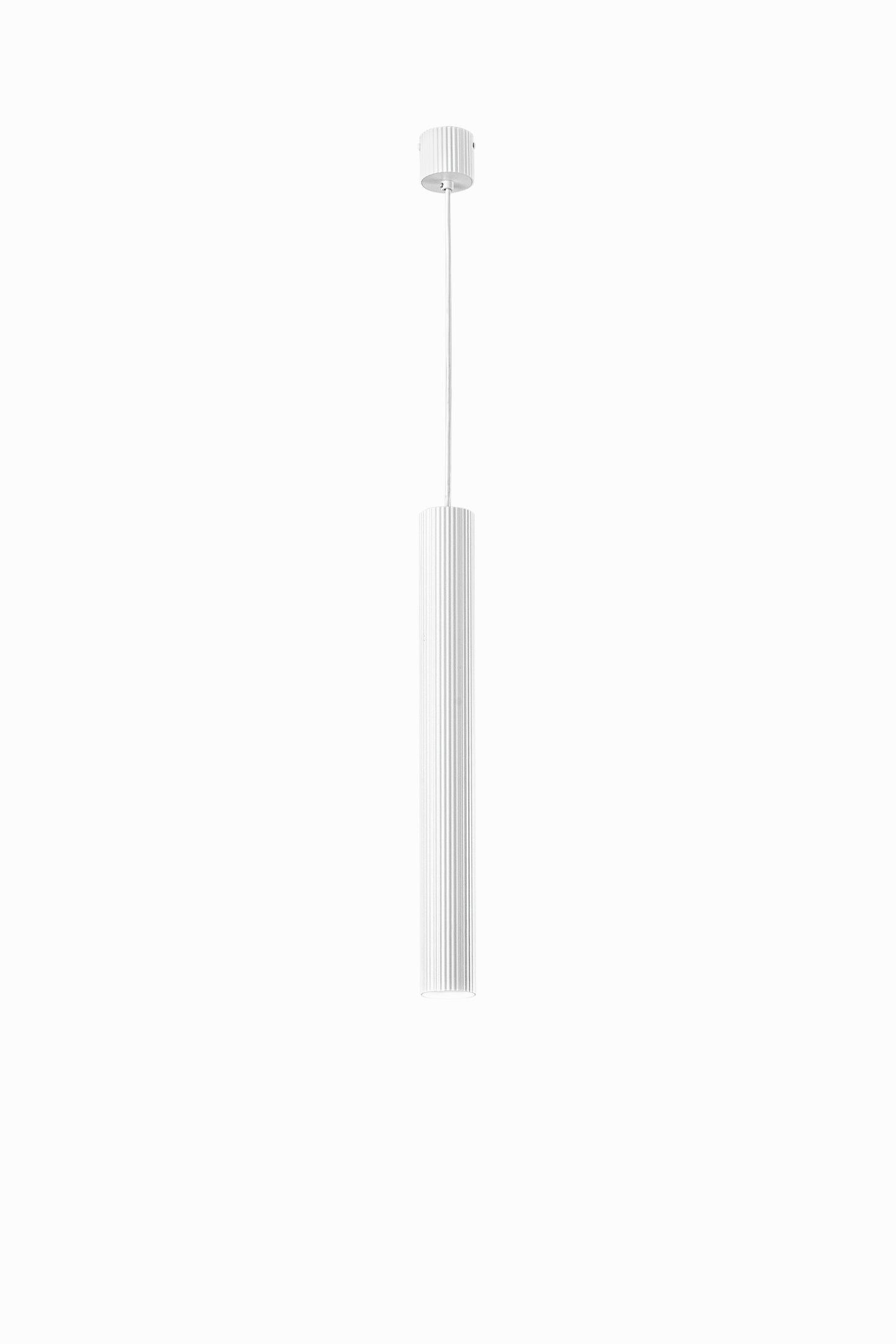 Sospensione LORD bianco in acciaio e alluminio punto luce singolo h 255cm.