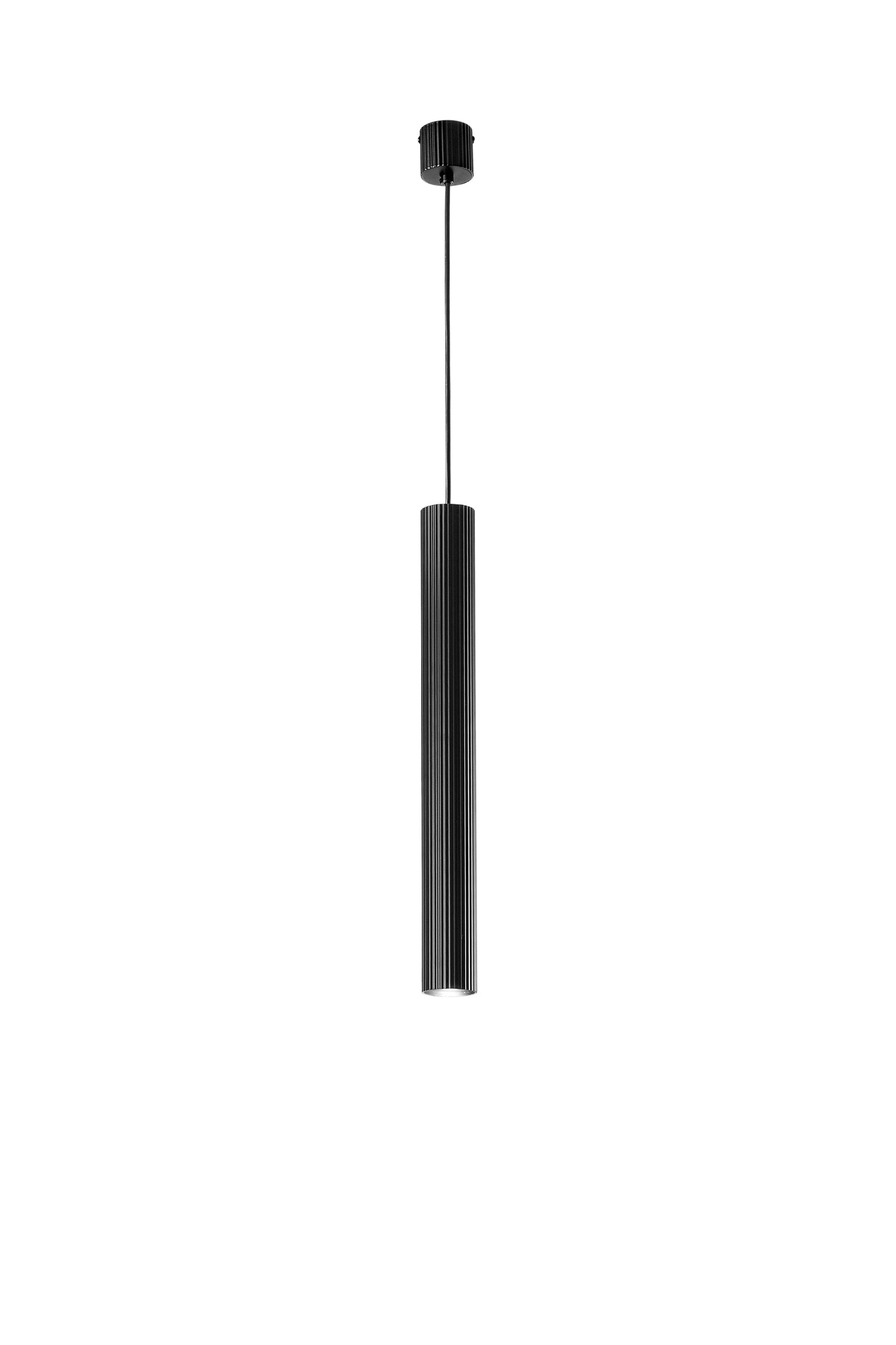 Sospensione LORD nero in acciaio e alluminio punto luce singolo h 255cm.