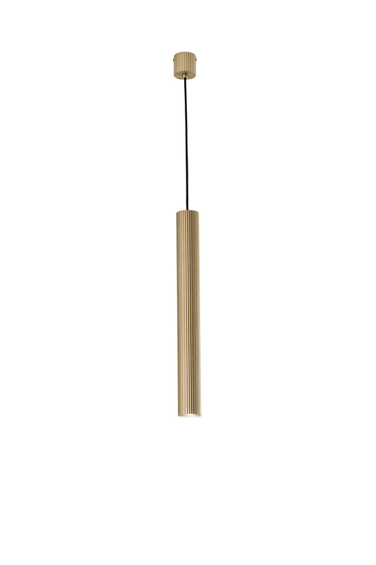 Sospensione LORD oro in acciaio e alluminio punto luce singolo h 255cm.