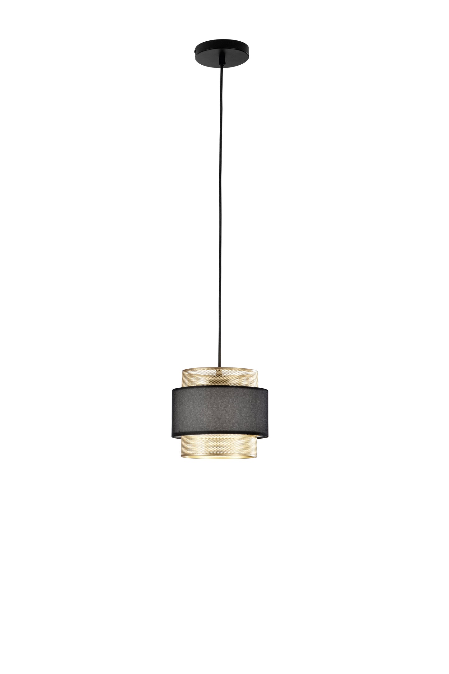 Sospensione LOUNGE oro e nero 1 punto luce h200cm, 21cm. Ø