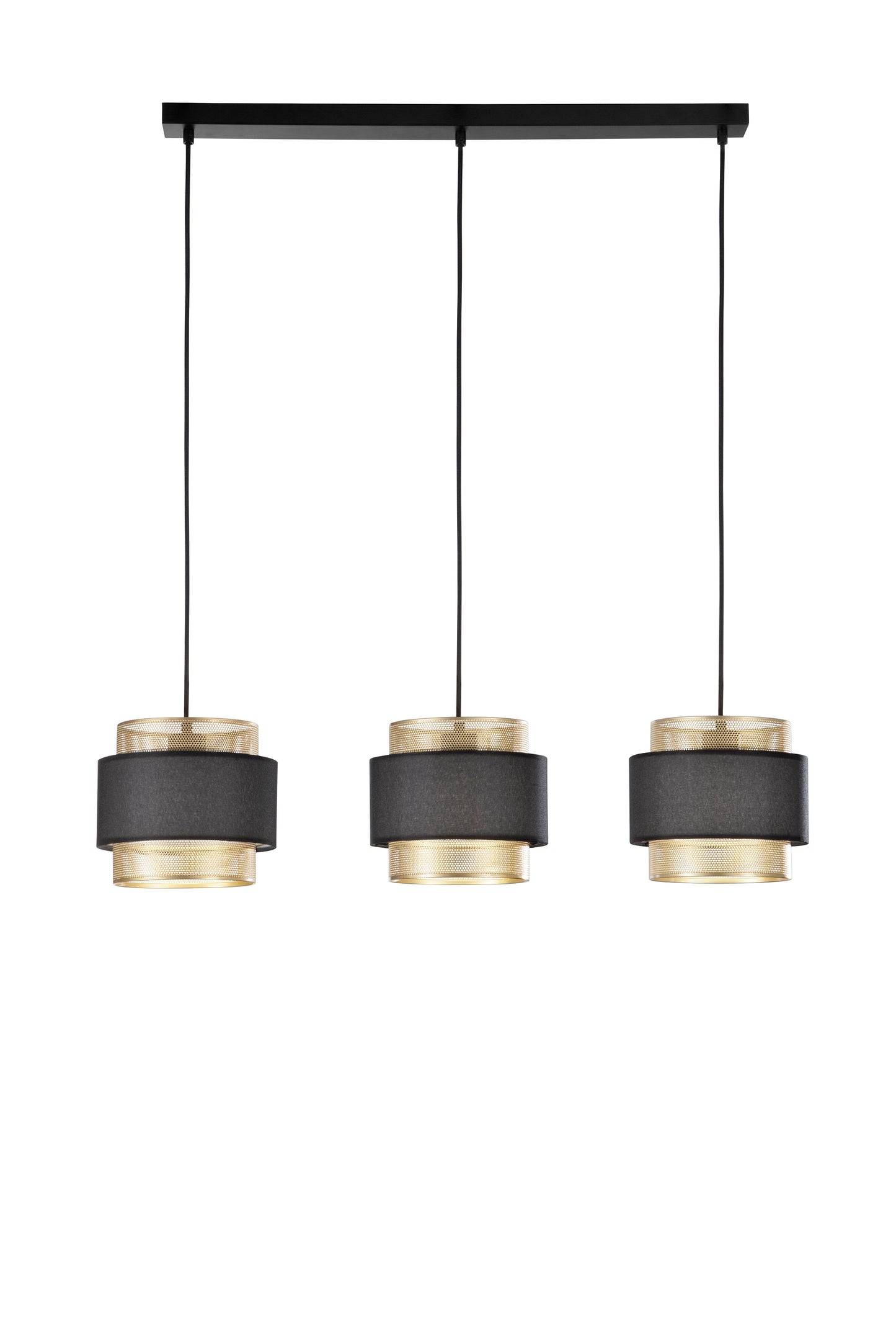 Sospensione LOUNGE oro e nero in metallo 3 punti luce
