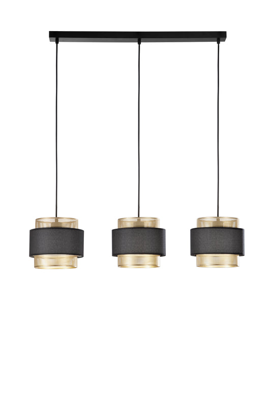 Sospensione LOUNGE oro e nero in metallo 3 punti luce