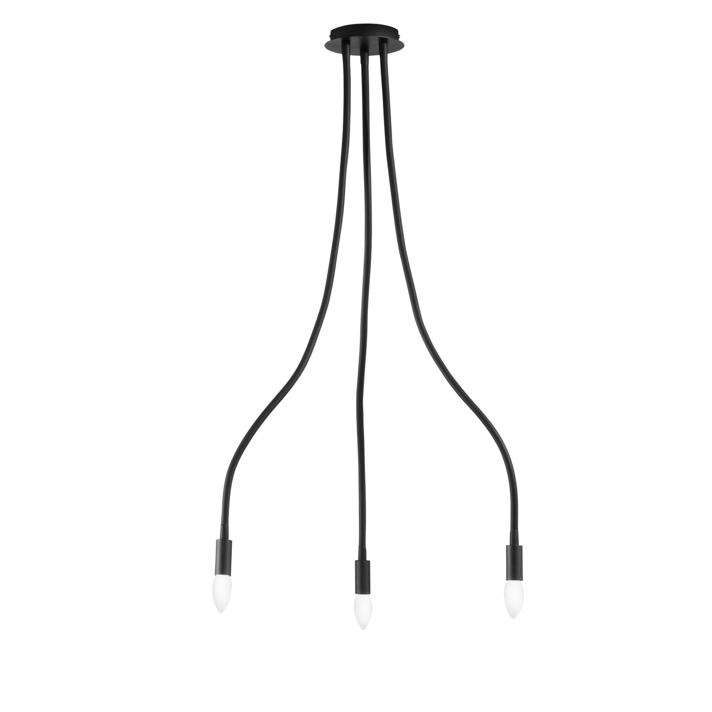Plafoniera LOVER in metallo nero con 3 bracci flessibile