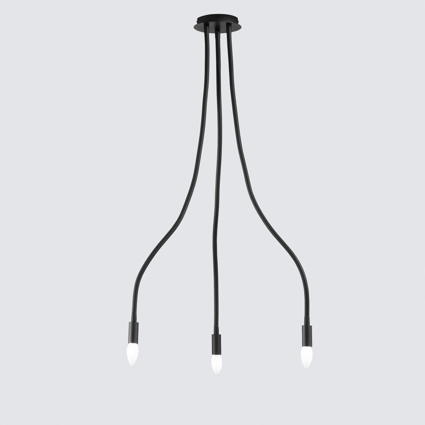 Plafoniera LOVER in metallo nero con 3 bracci flessibile