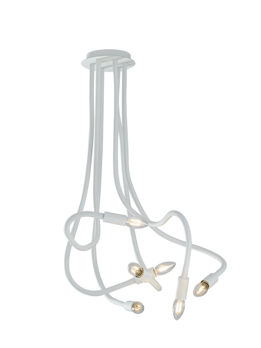 Plafoniera LOVER in metallo bianco con 6 bracci flessibile