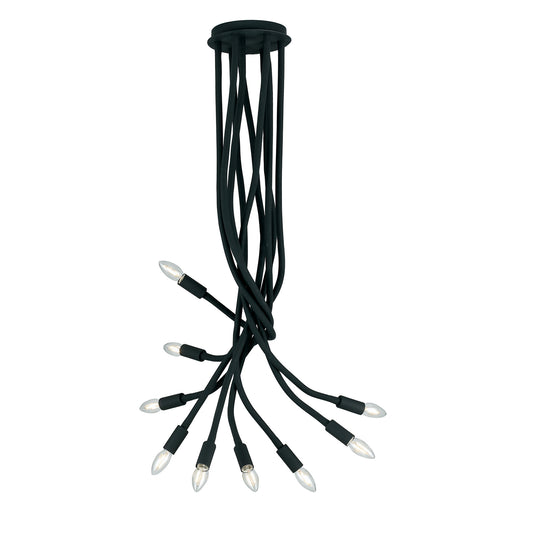 Plafoniera LOVER in metallo bianco con 9 bracci flessibile