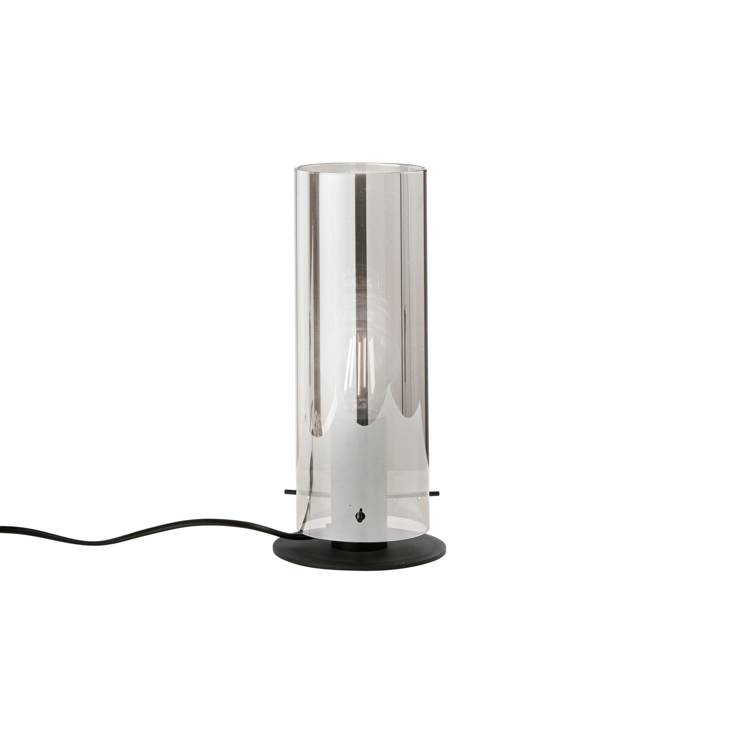 Lampada da tavolo MAGIC in metallo nero e diffusore in vetro fumè
