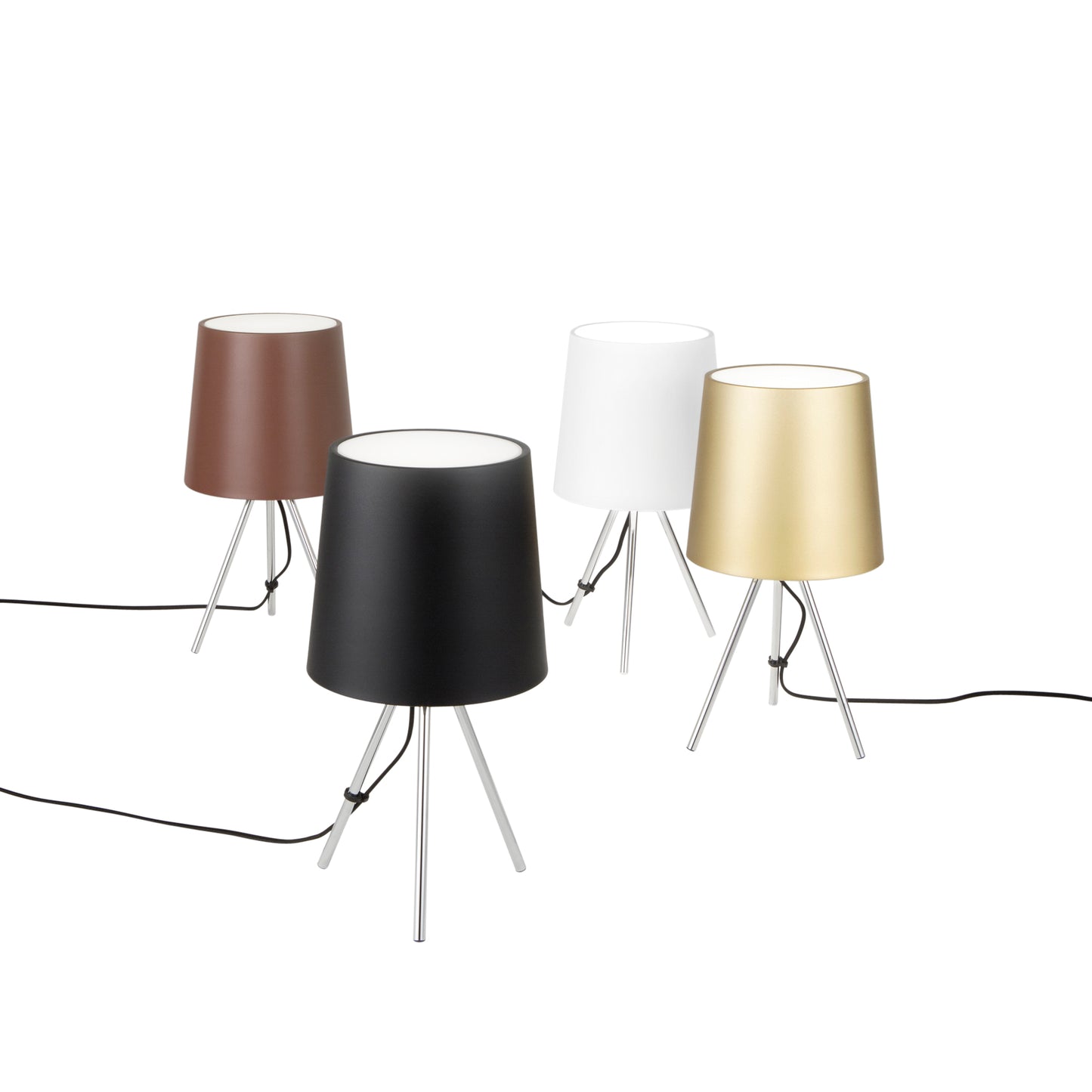 Lampada da tavolo MARLEY in metallo argento con paralume in alluminio marrone